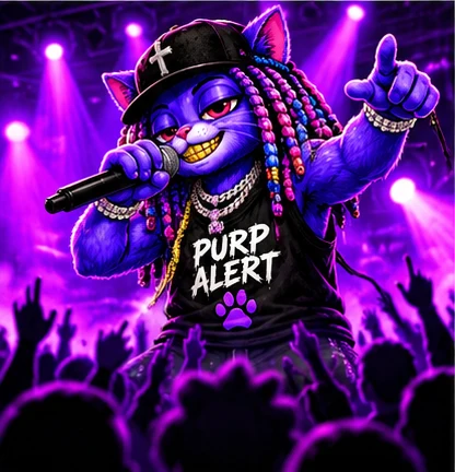 PURP ALERT mascot — Live Content